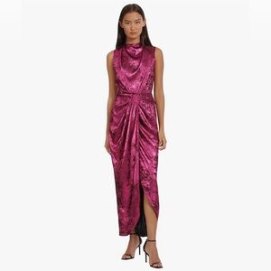 Donna Morgan Women's Evening Glitter Shimmer Pink Sleeveless Maxi Dress 10 NWT